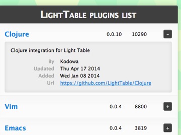 LightTable plugins web application