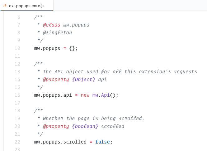 JS code defining global variables all around